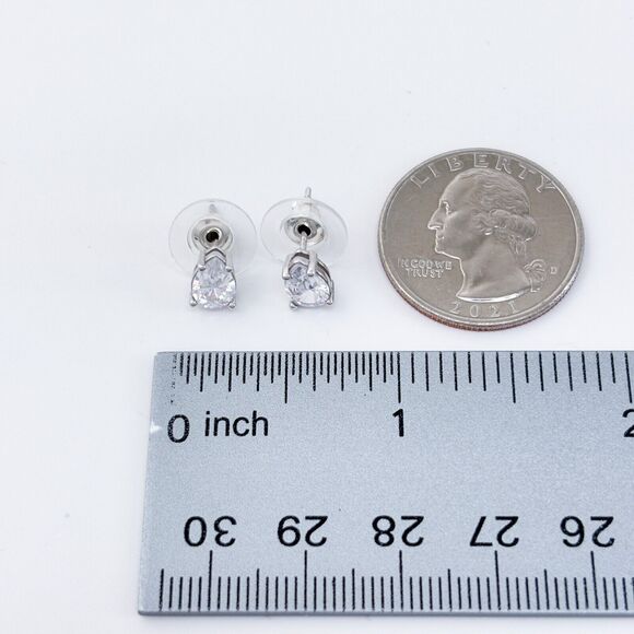 Vintage Sterling Silver 925 Cubic Zirconia Teardrop Earrings - Picture 5 of 5